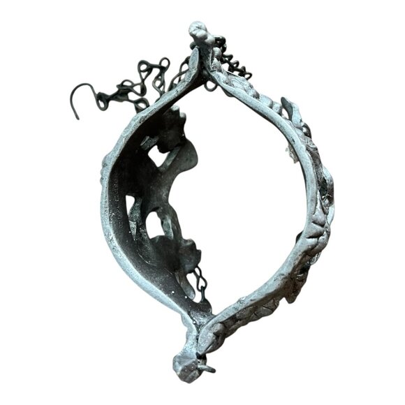 Vintage 1995 Carson Pewter Hanging Candle Holder With Hummingbird & Floral Desig - Picture 5 of 6